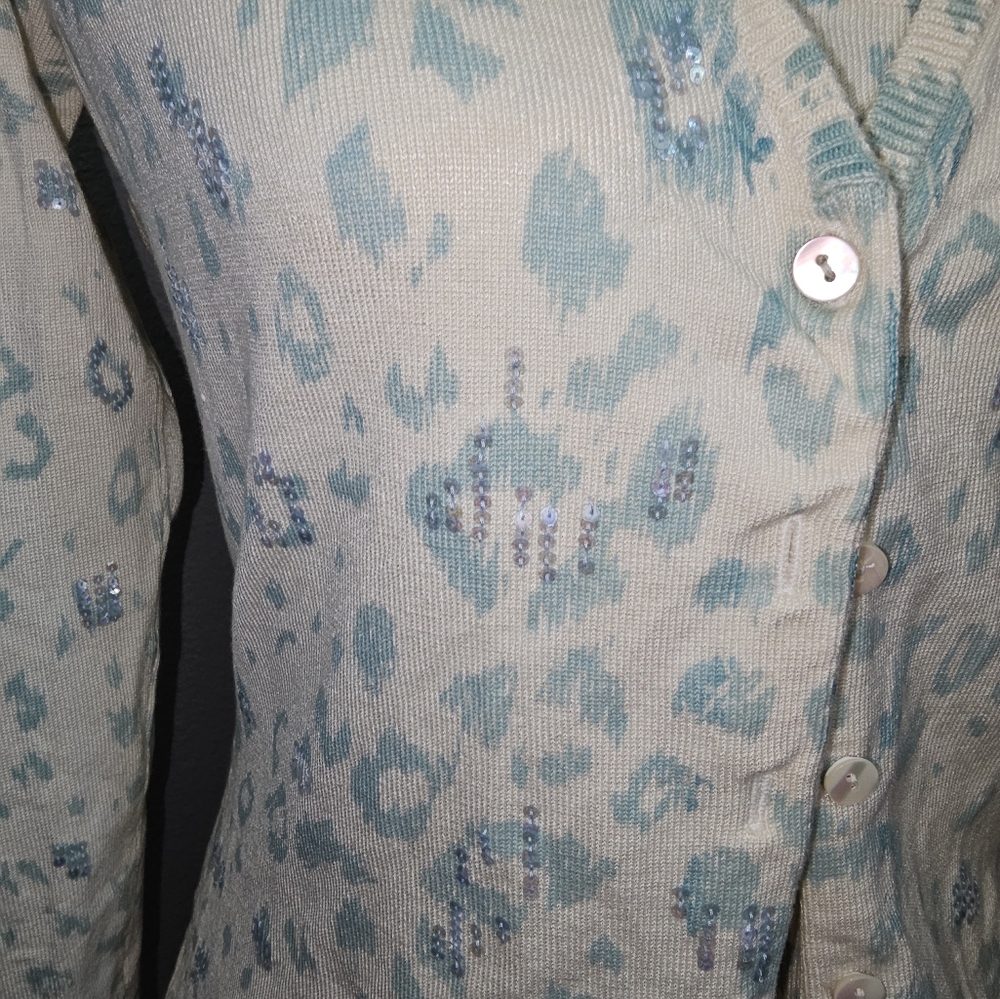 Vintage Karen Kane Sequin Leopard Sweater Top & Cardigan Medium - Picture 6 of 10